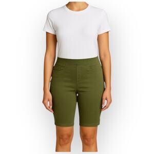 NWT DKNY Jeans Comfort Pull-On Bermuda Shorts XS Olive Green W86